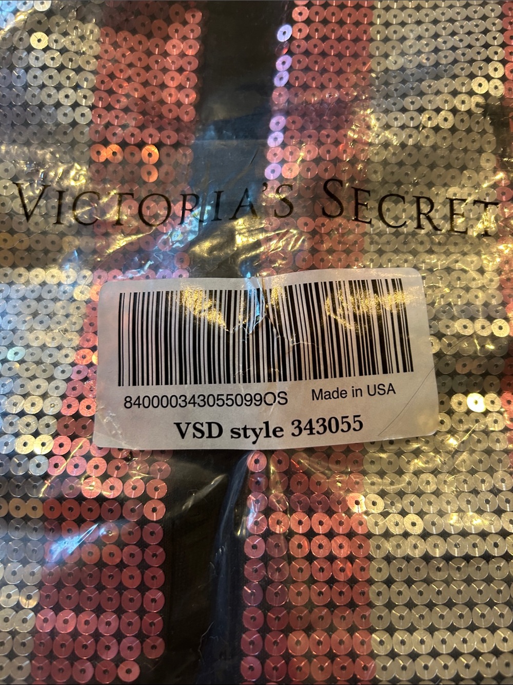 Victoria's Secret Iridescent Sequin Stripe Tote in Pink, Silver, black